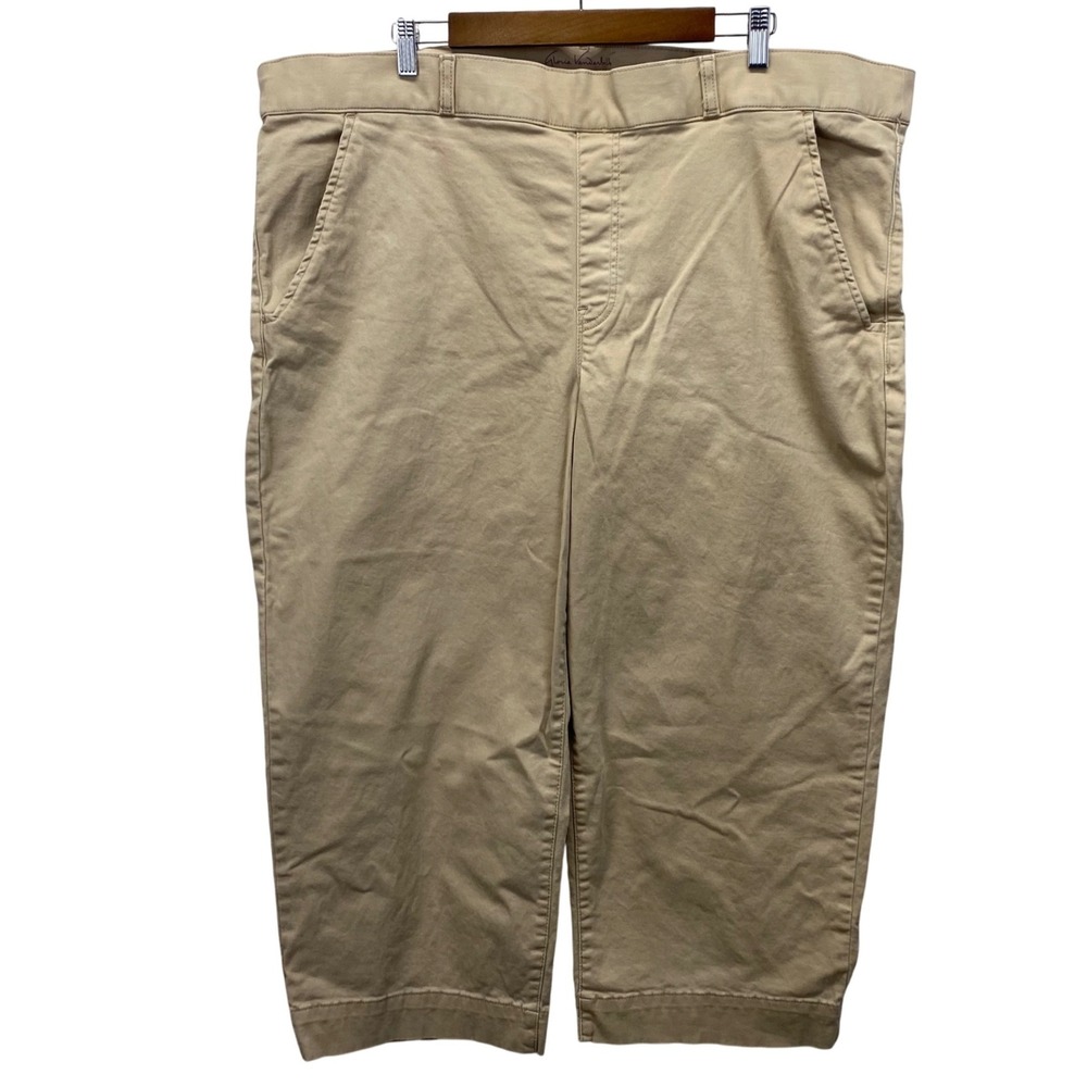 Gloria Vanderbilt Wide Leg Crop Pants Womens 24W Khaki High Rise Shape Effect